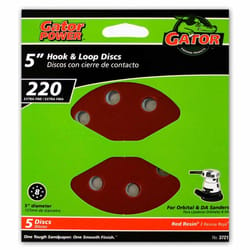 Gator 5 in. Aluminum Oxide Hook and Loop Sanding Disc 220 Grit Very Fine 5 pk