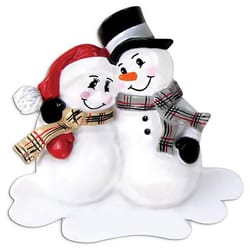 PolarX Personalized Multicolored We are Expecting Snowman Couple Ornament