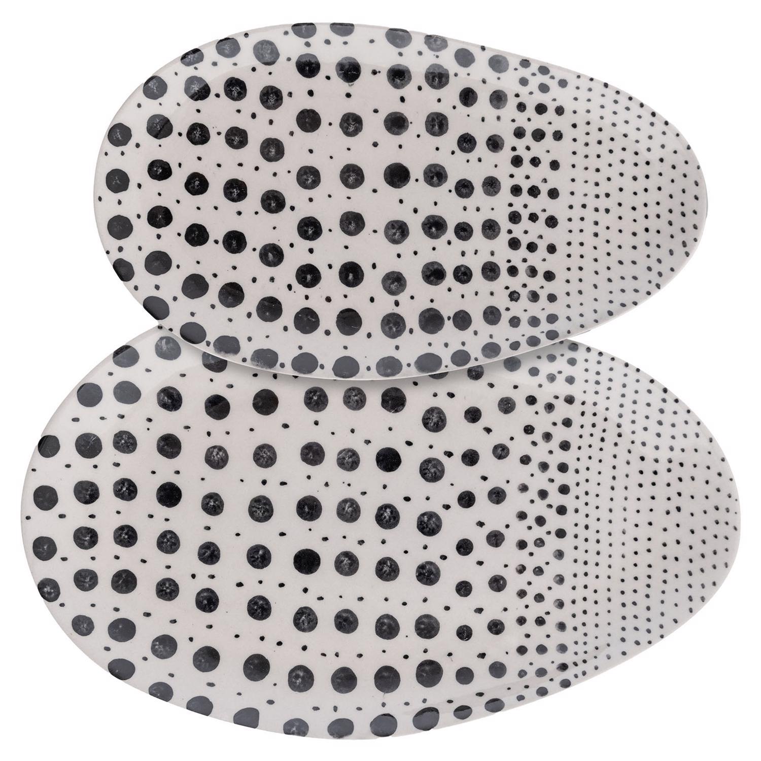 Karma Gifts Black/White Ceramic Platter 2 pk Sansujyuku sansujyuku.com