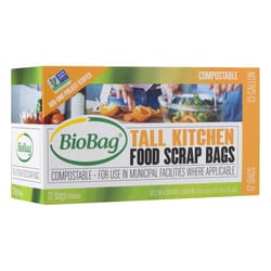 BioBag 13 gal Food Scrap Bags Flat Top 12 pk 0.68 mil