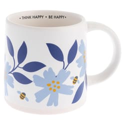 Karma White Stoneware Be Happy Mug 1 pk