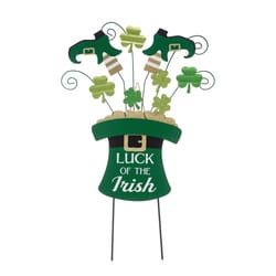 Glitzhome Happy St. Patrick's Day Yard Stake Iron/MDF 1 pc