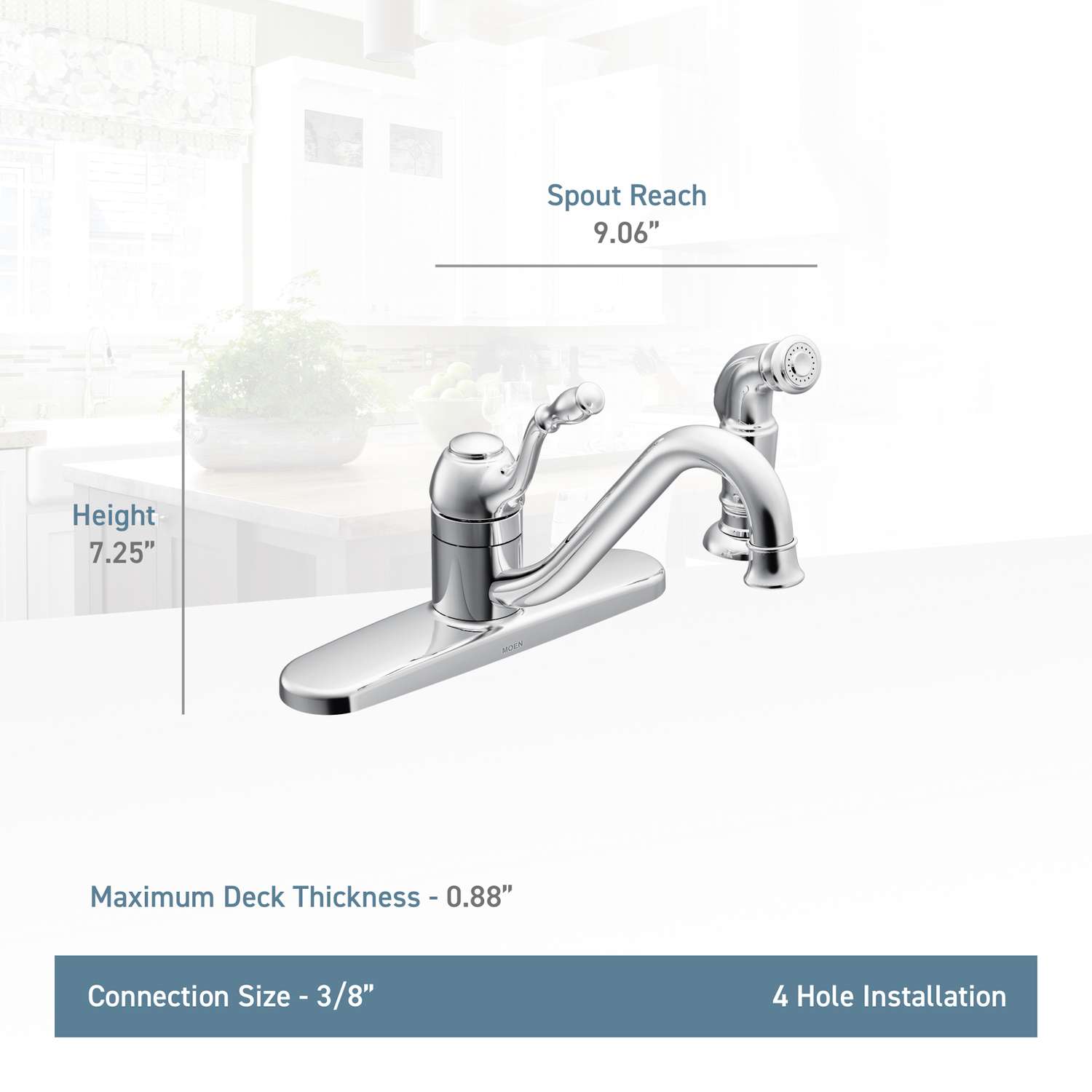 Moen Lindley One Handle Chrome Kitchen Faucet Side Sprayer Included ...