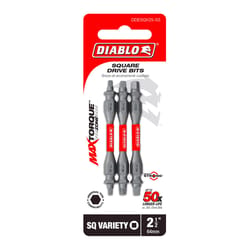 Diablo Square 2-1/2 in. L Double-Ended Screwdriver Bit Set Black Oxide 3 pc