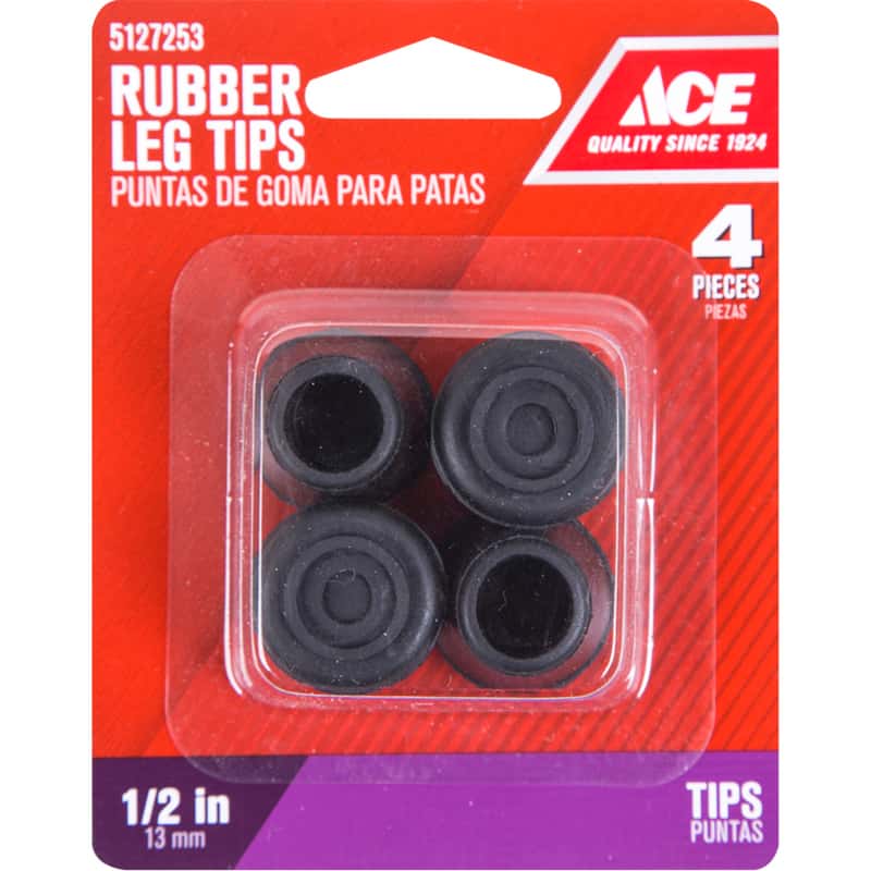 Ace Rubber Leg Tip Black Round 1 2 In, Patio Chair Leg Caps Ace Hardware