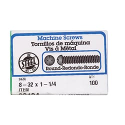 HILLMAN No. 8-32 Ga. X 1-1/4 in. L Combination Round Head Zinc-Plated Steel Machine Screws 100 pk
