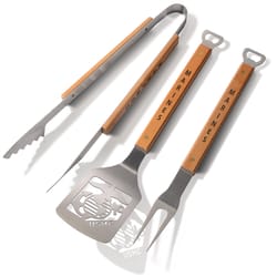 Sportula Military Stainless Steel Brown/Silver Grill Tool Set 3 pc