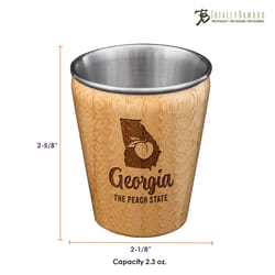 Totally Bamboo 2 oz Brown/Silver Stainless Steel/Wood Georgia Shot Glass