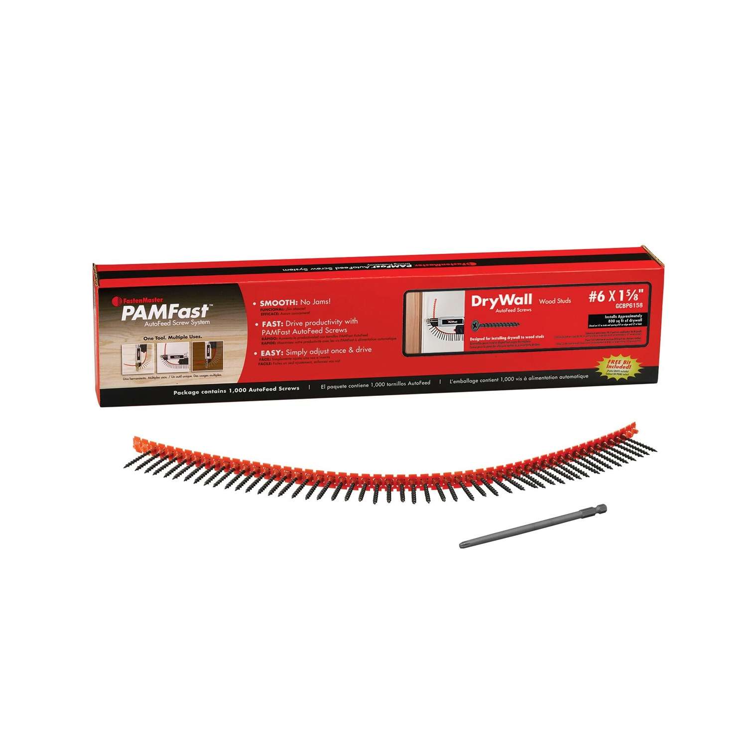 FastenMaster PAMFast No. 6 X 1-5/8 in. L Phillips Collated Drywall 