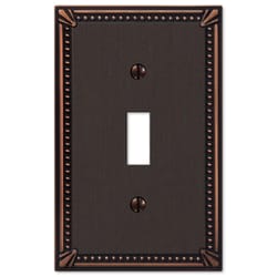 Amerelle Imperial Bead Aged Bronze 1 gang Die-Cast Metal Toggle Wall Plate 1 pk