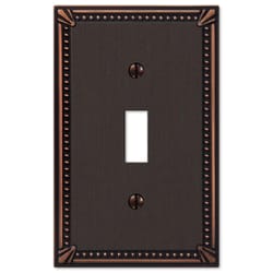 Amerelle Imperial Bead Aged Bronze 1 gang Die-Cast Metal Toggle Wall Plate 1 pk