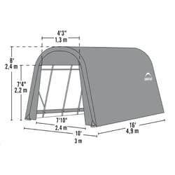 ShelterLogic Polyethylene Round Shelter Canopy 8 ft. H X 10 ft. W X 16 ft. L