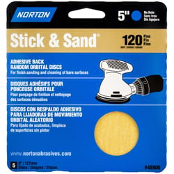 Norton Stick & Sand 5 in. Aluminum Oxide Adhesive A290 Sanding Disc 120 Grit Medium 5 pk