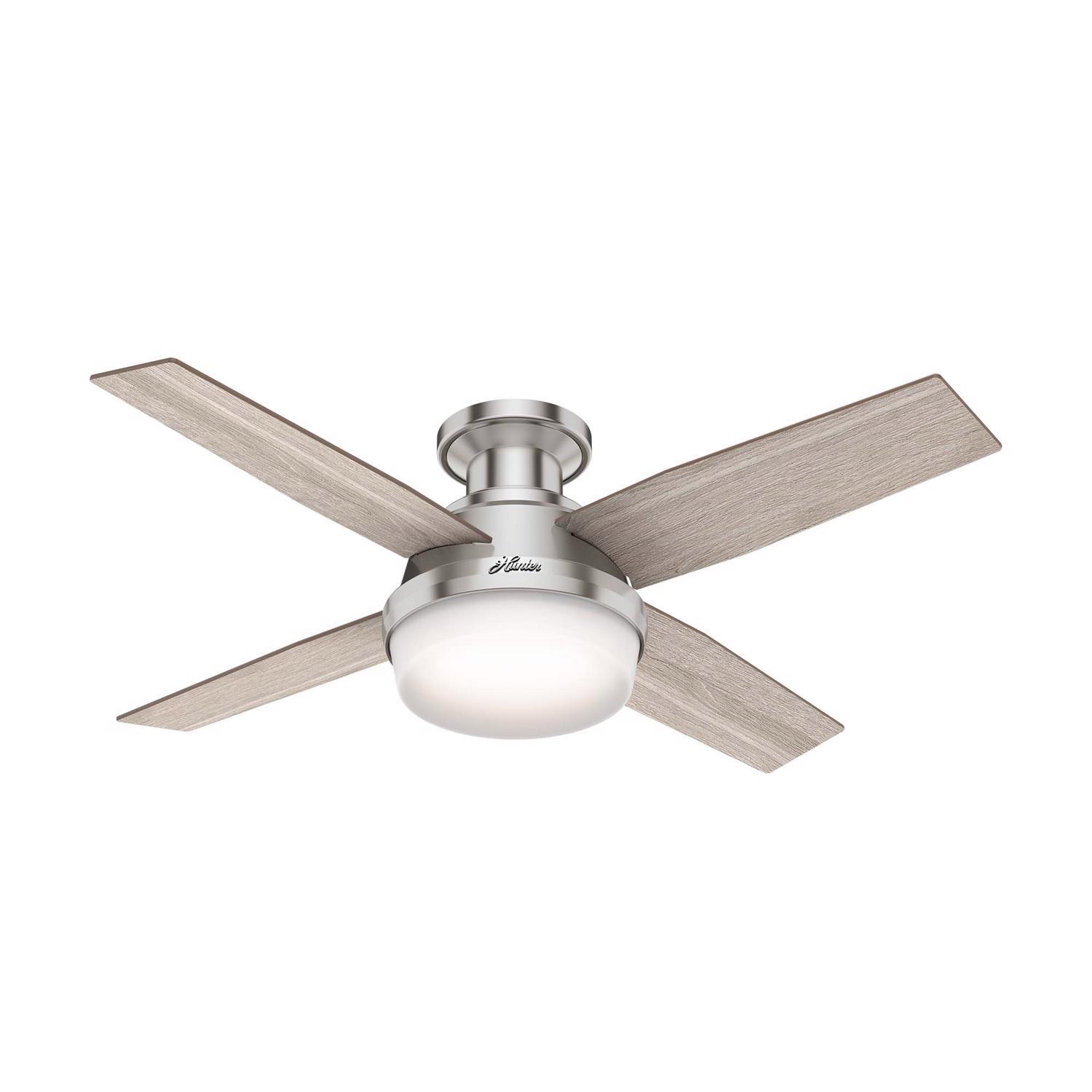 Hunter Dempsey 44 in. Brushed Nickel Silver LED Indoor Ceiling Fan Sansujyuku sansujyuku.com