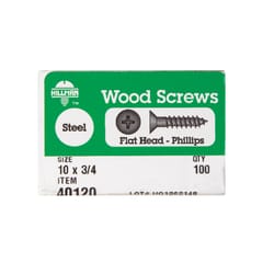 Hillman No. 10 X 3/4 in. L Phillips Zinc-Plated Wood Screws 100 pk