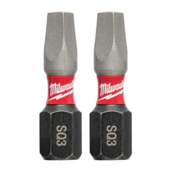 Milwaukee Shockwave Square #3 X 1 in. L Screwdriver Bit Steel 2 pk