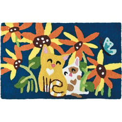 Jellybean 20 in. W X 30 in. L Multi-Color Kittens in the Garden Polyester Accent Rug