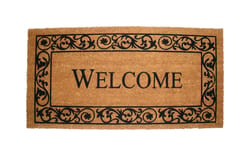 J & M Home Fashions 41 in. W X 21 in. L Black/Natural Welcome Coir Door Mat