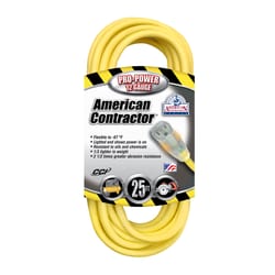 Coleman Cable American Contractor Outdoor 25 ft. L Yellow Extension Cord 12/3 SJEOW