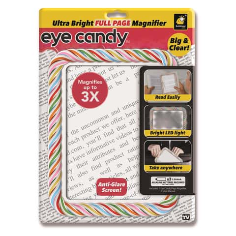  Eye Candy AS-SEEN-ON-TV Full Page Book Magnifier and Light to  See Pages 3X Bigger, Optical Grade, Anti-Glare Page Magnifier & Book Light  with Dimmable Brightness, 4 Pack : Arts, Crafts 