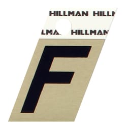 HILLMAN 1.5 in. Reflective Black Aluminum Self-Adhesive Letter F 1 pc