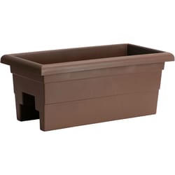 Novelty 10 in. H X 12 in. W X 24 in. D Plastic Countryside Over-The-Rail Deck Rail Planter Brown