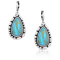 Montana Silversmiths Women's Prickly Pear TQ Teardrop Silver/Turquoise Earrings