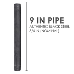 STZ Industries 3/4 in. MIP each X 3/4 in. D MIP Black Steel 9 in. L Nipple