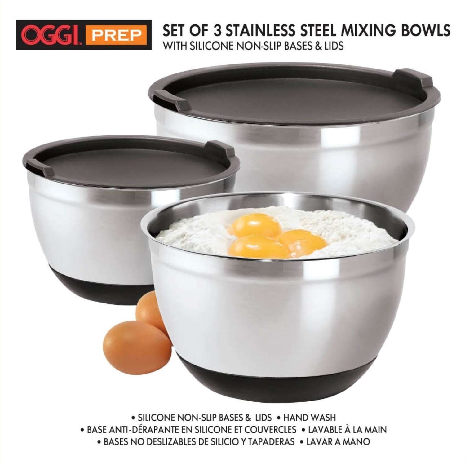 Choice 8 Qt. Stainless Steel Mixing Bowl with Silicone Non-Slip Base