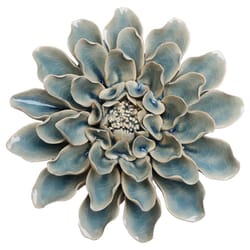 Chive English Garden 2.6 in. H X 6.3 in. W X 6.3 in. L Glazed Teal Ceramic Dinner Plate Dahlia Wall