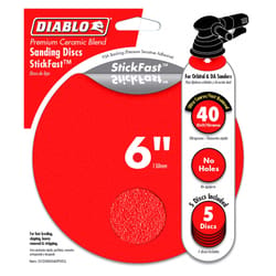 Diablo StickFast 6 in. Ceramic Blend Adhesive ROS Sanding Disc 40 Grit Ultra Coarse 5 pk