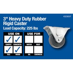 Softtouch 3 in. D Rubber Rigid Caster 225 lb 1 pk