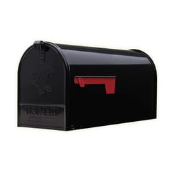 Architectural Mailboxes Elite Classic Galvanized Steel Post Mount Black Mailbox