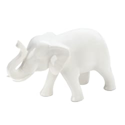 Accent Plus 4.75 in. H X 7.25 in. L White Playful Elephant Ceramic Statue