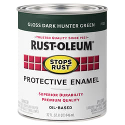 Rust-Oleum Stops Rust Indoor and Outdoor Gloss Dark Hunter Green Oil-Based Protective Paint 1 qt