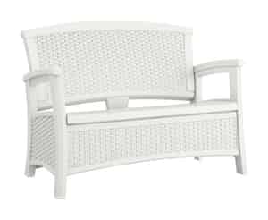 Suncast  Elements  Resin Wicker  27.75 in. H x 11.375 in. W x 29.75 in. D White  Storage Seat 