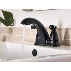Moen Banbury Matte Black Transitional Centerset Bathroom Sink Faucet 4 in.