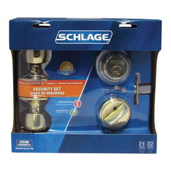 Schlage Bell Bright Brass Knob and Single Cylinder Deadbolt 1-3/4 in.