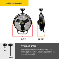 Mule 18 in. H 3 speed Wall Mount Garage/Workspace Fan