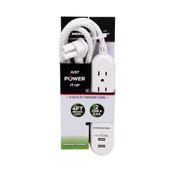 Monster Just Power It Up 4 ft. L 3 outlets Power Strip White