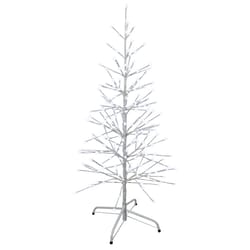 Holiday Bright Lights LED Pure White Lighted Birch Tree 48 in. Yard Decor