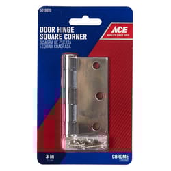 Ace 3 in. L Chrome Residential Door Hinge 1 pk