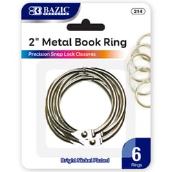 Bazic Products 2" Silver Book Rings 6 pk
