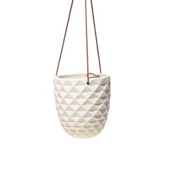 Chive Thimble 5 in. D Ceramic Hanging Planter White