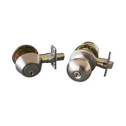Design House Canton Satin Nickel Entry Knob and Single Cylinder Deadbolt 1-3/4 in.