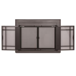 Pleasant Hearth Easton Black/Gray Gunmetal Steel Fireplace Screen with Doors