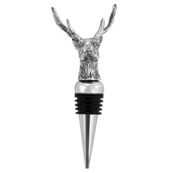 TWINE Chateau Stag Black/Silver Pewter Bottle Stopper