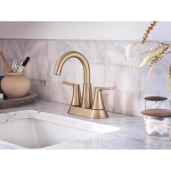 Moen Mikah Bronzed Gold Contemporary Two-Handle Bathroom Sink Faucet 4 in.