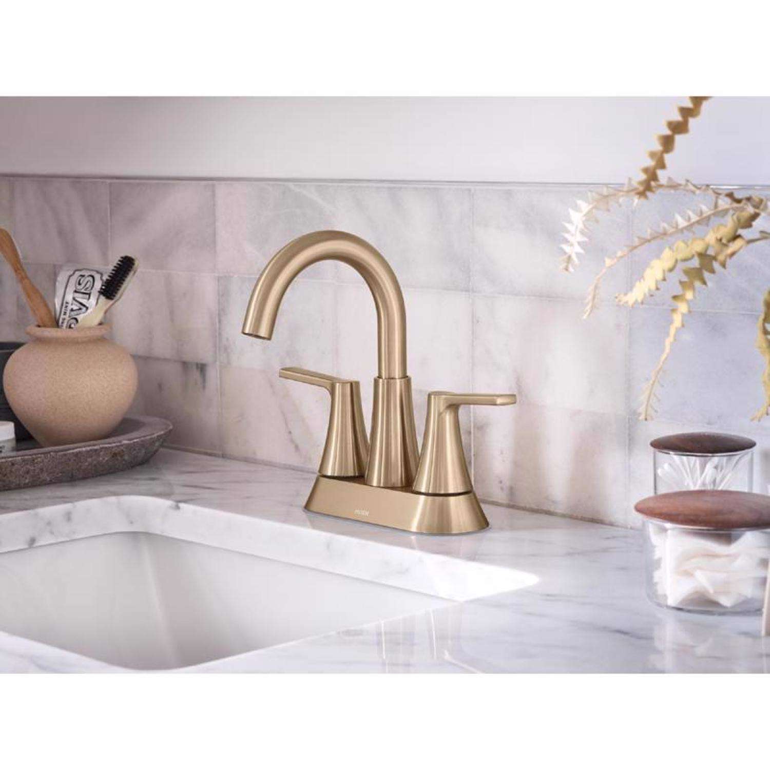 ♡___1226♡ Moen Ronan Bronzed Gold One-Handle Single Hole Modern