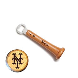 Baseball BBQ Brown Metal/Wood Manual MLB New York Mets Bottle Opener